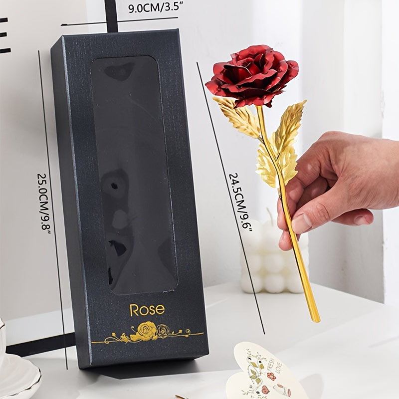 Set de regalo de flores de rosa artificial con tarjeta y caja para San Valentín, bodas y fiestas