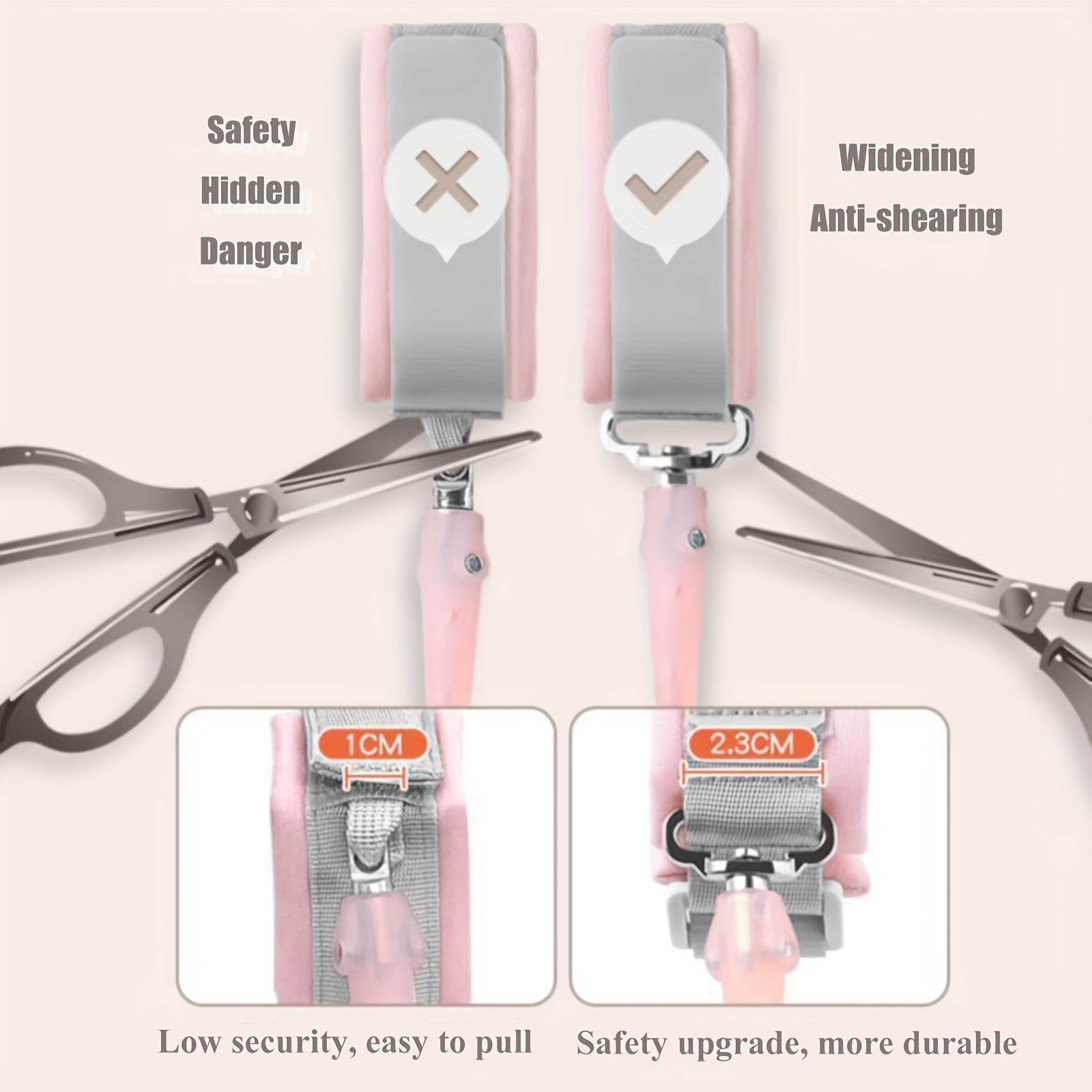 Toddler Child Safety Harness Wrist Link Leash with Key Lock Reflective Rope for Kids 1-10