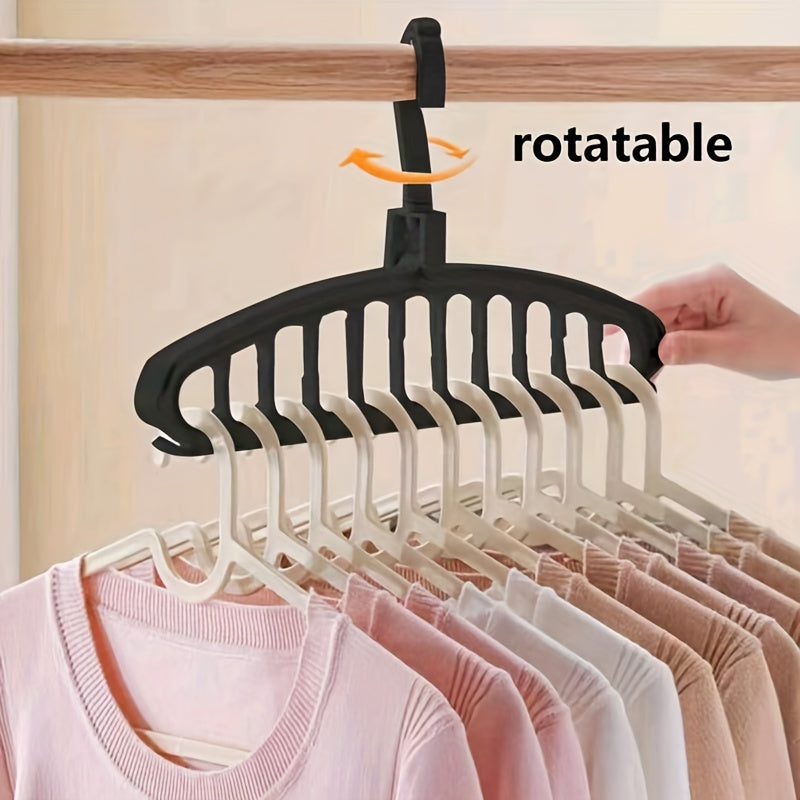 Black Plastic Travel Hanger with Hooks Space-Saving Organizer for Clothes Drying