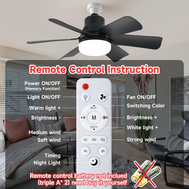 Black Ceiling Fan with LED Light Remote Dimmable Quiet Easy Install for Bedroom Kitchen Living Room