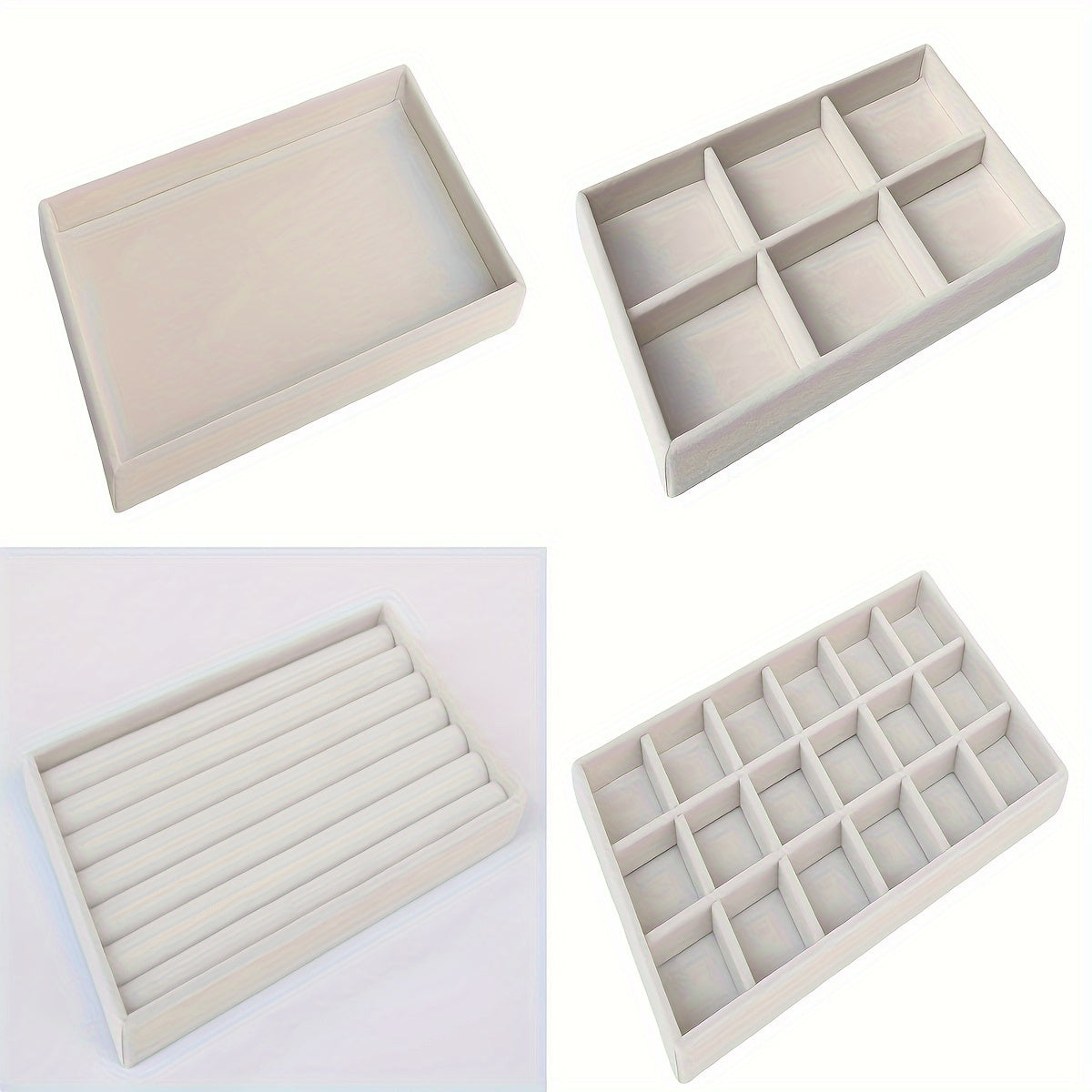 Набор из 4 фланелевых подставок для украшений для настольного хранения, штабелируемый органайзер с отделениями