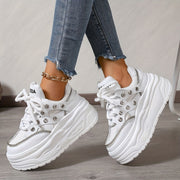 Women's Fashion Sneakers High-Top Lace-Up Thick Sole Casual Shoes