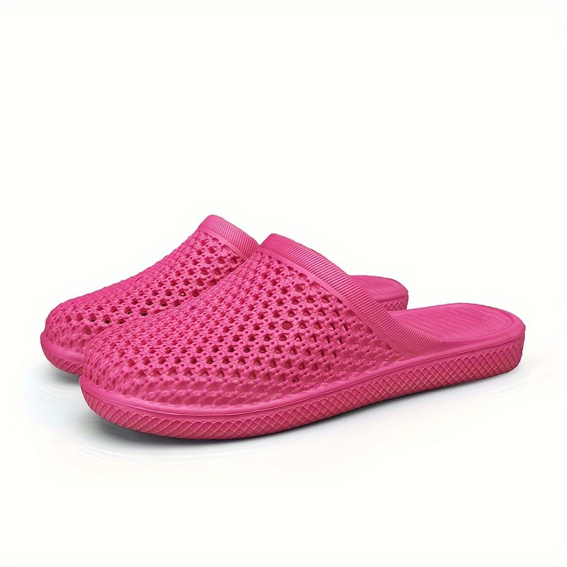 Women's Hollow Out Flat Clogs Solid Color Closed Toe Summer Shoes