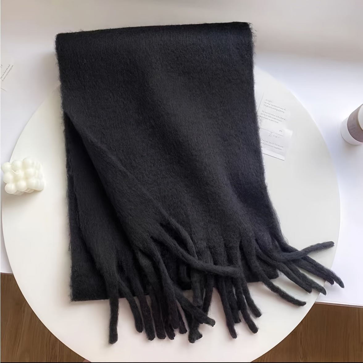 Women's Dog Tail Scarf Winter Soft Polyester Solid Color Autumn Fashion