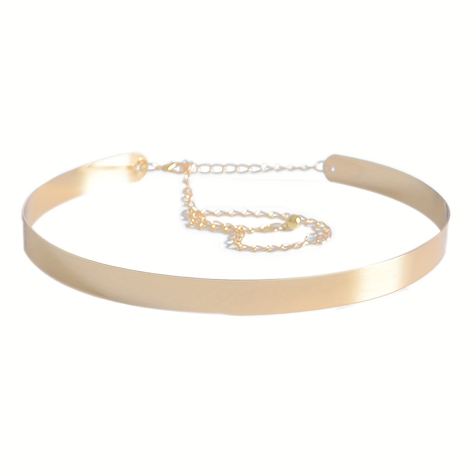 Women's Polished Iron Wide Belt with Shimmering Shine Elegant Metal Girdle