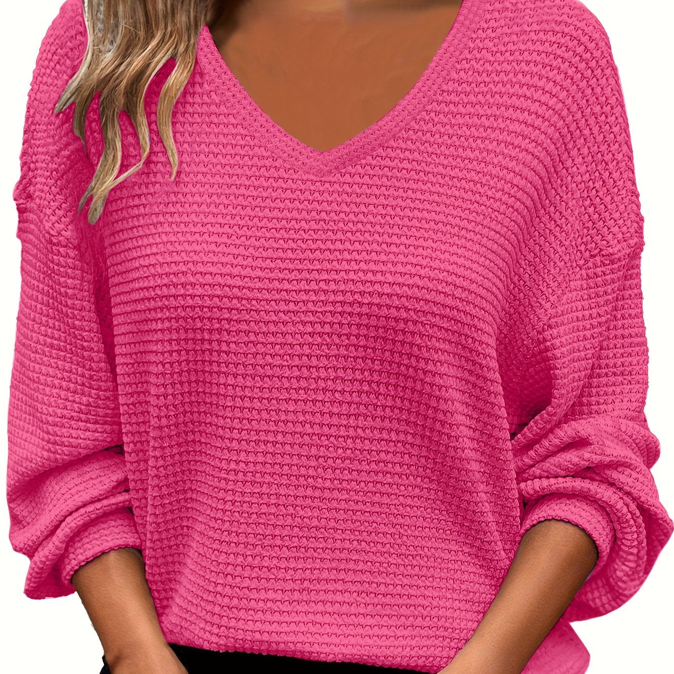 Толстовка женская большого размера из полиэстера с V-образным вырезом, однотонная