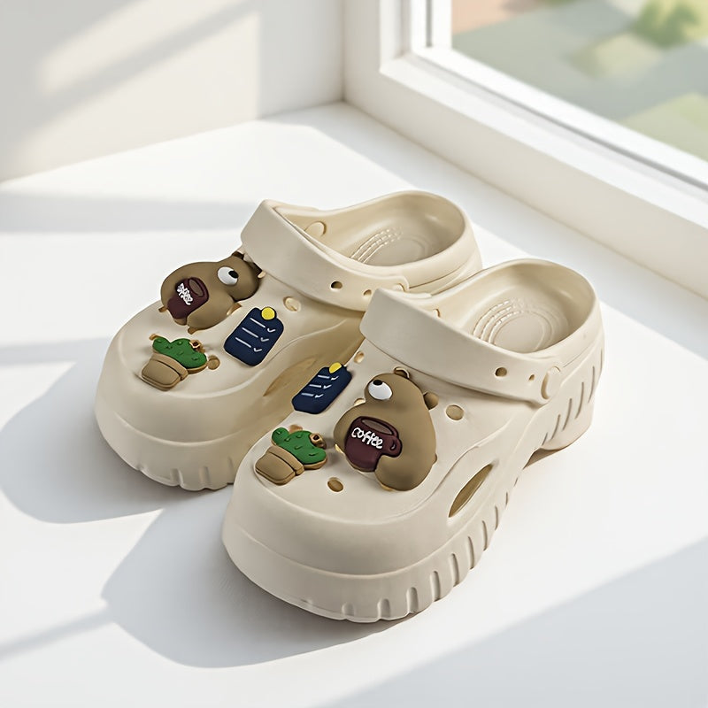 Women’s EVA Platform Sneakers with Bear Coffee Design Non-Slip Comfortable
