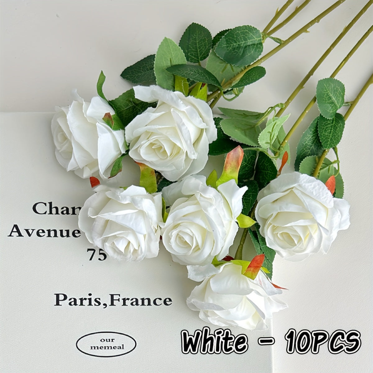 10 Faux Roses Artificial Flowers for Wedding Decor and Home Centerpieces 51cm