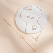 6 ta ayollar uchun kundalik quarts soatlari to'plami, charm taqinchalar va kapalakli zargarlik buyumlari bilan