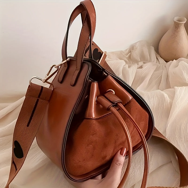 Bolso bandolera mini de cuero sintético vintage para mujer, de color sólido, resistente a manchas, con correa ajustable