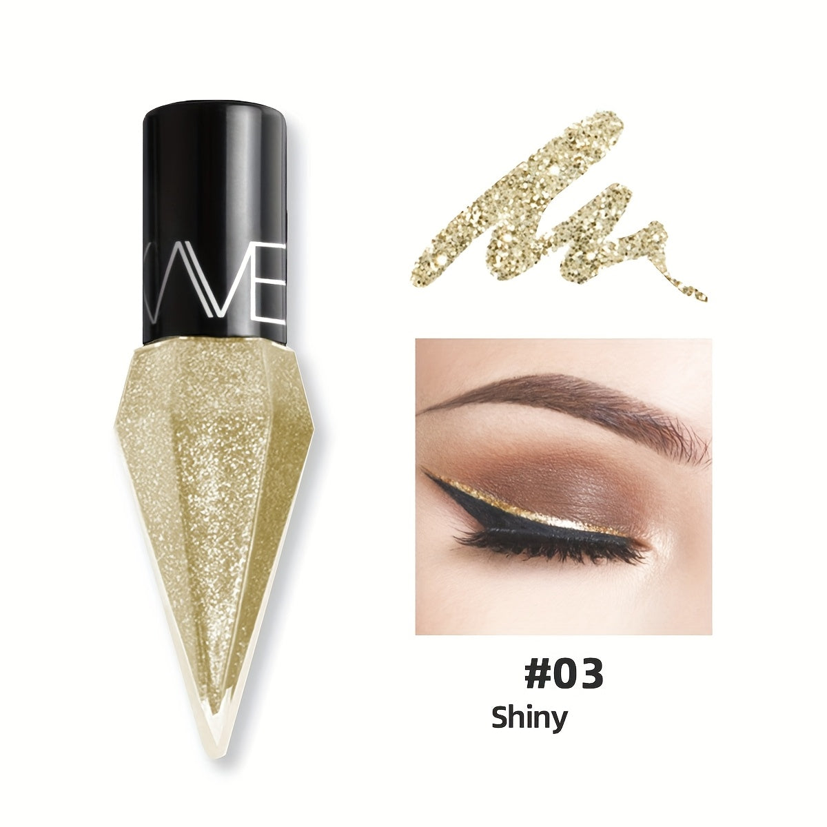 Yaltiraydigan suyuqlikli ko'z qalamchalari, ko'p rangli, olmos shimmery, talksiz