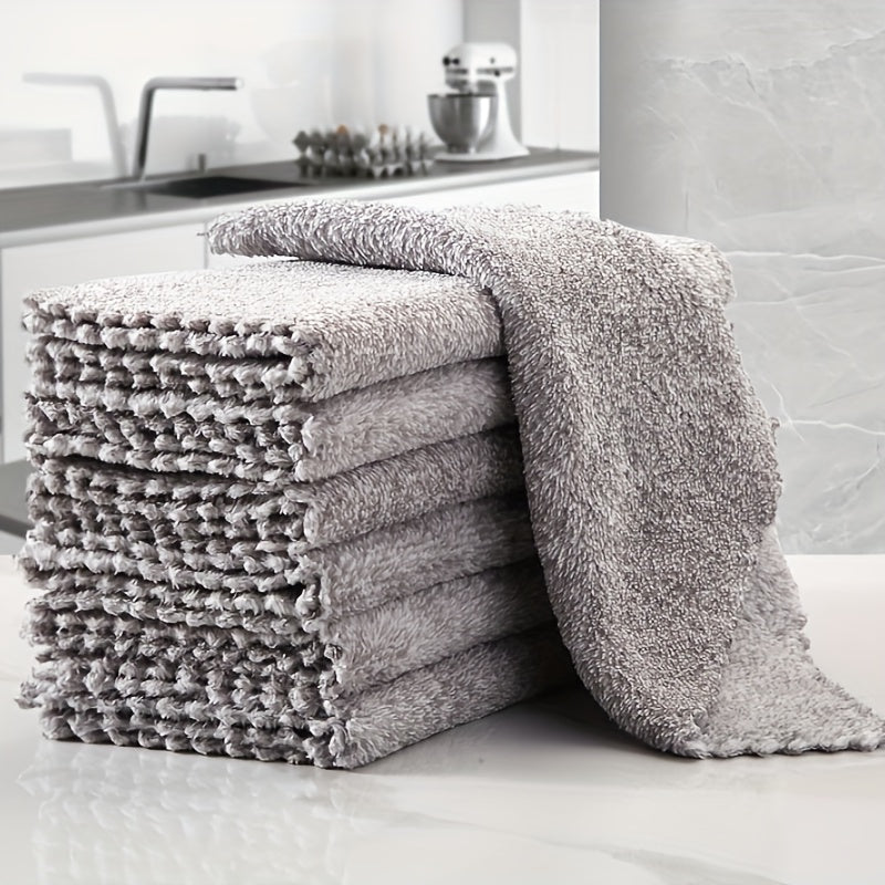 Bamboo Charcoal Fiber Dishwashing Rag Absorbent Kitchen Scrubbing Towel