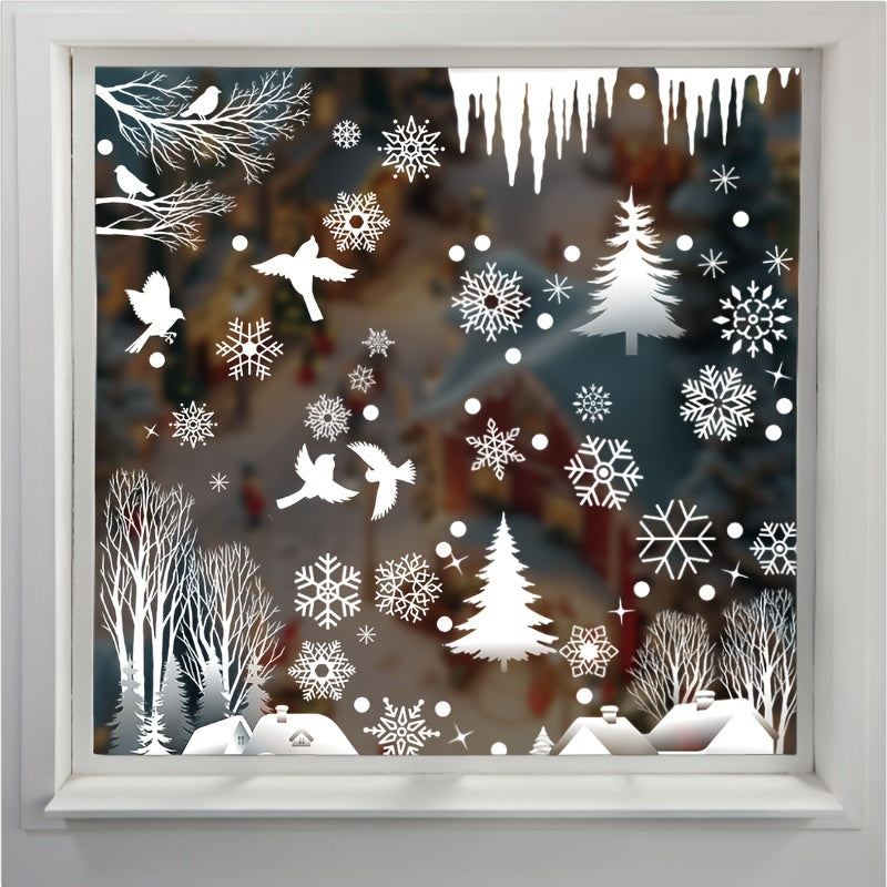 74 Christmas Window Clings Snowflake Woodland Cabin Festive Home Decor