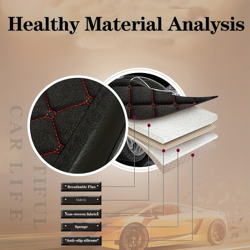 Breathable Flax Car Seat Cover Four Seasons Front Cushion Pad Protector