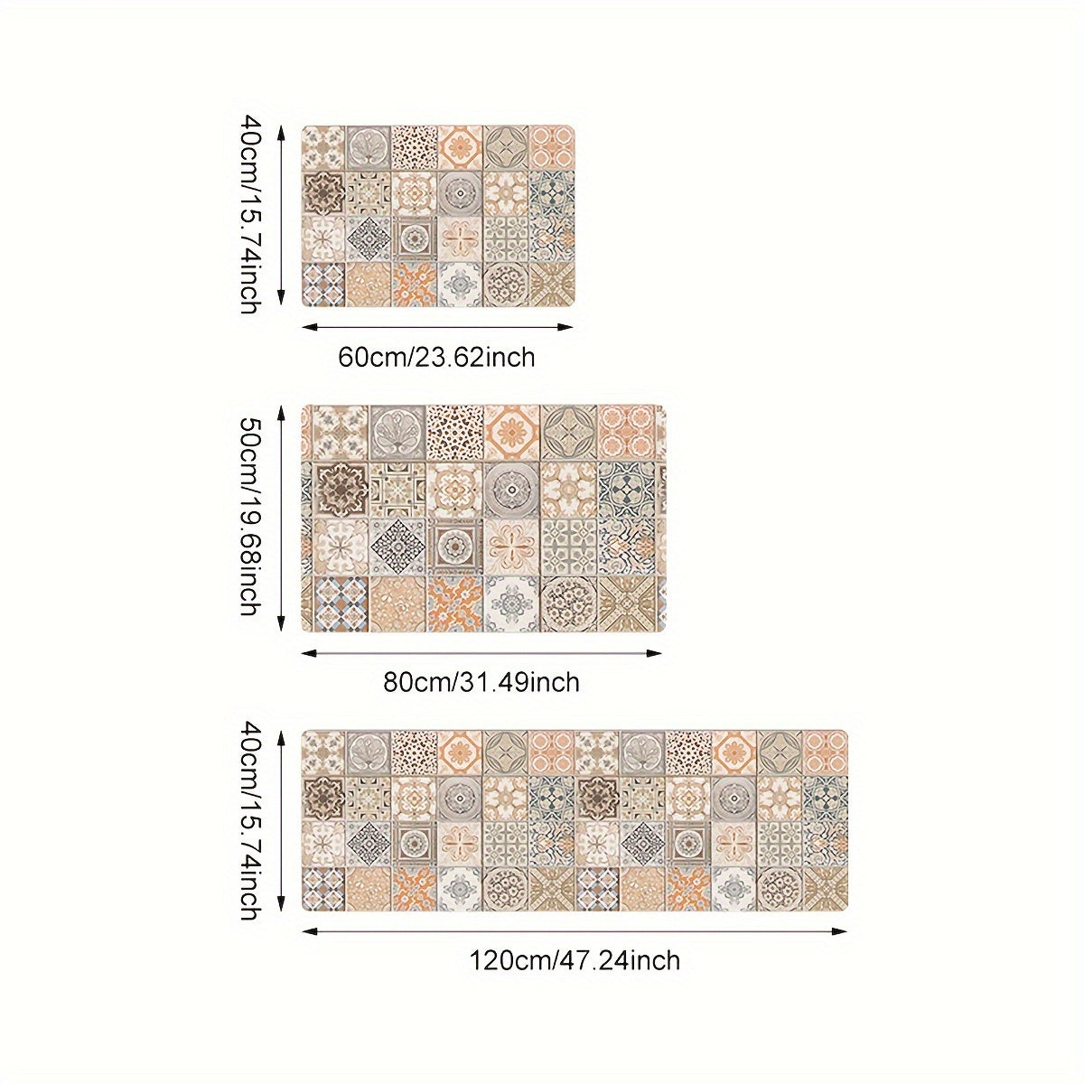 Bohemian Floral Kitchen Floor Mat Non-Slip Polyester Entrance Living Room Decor