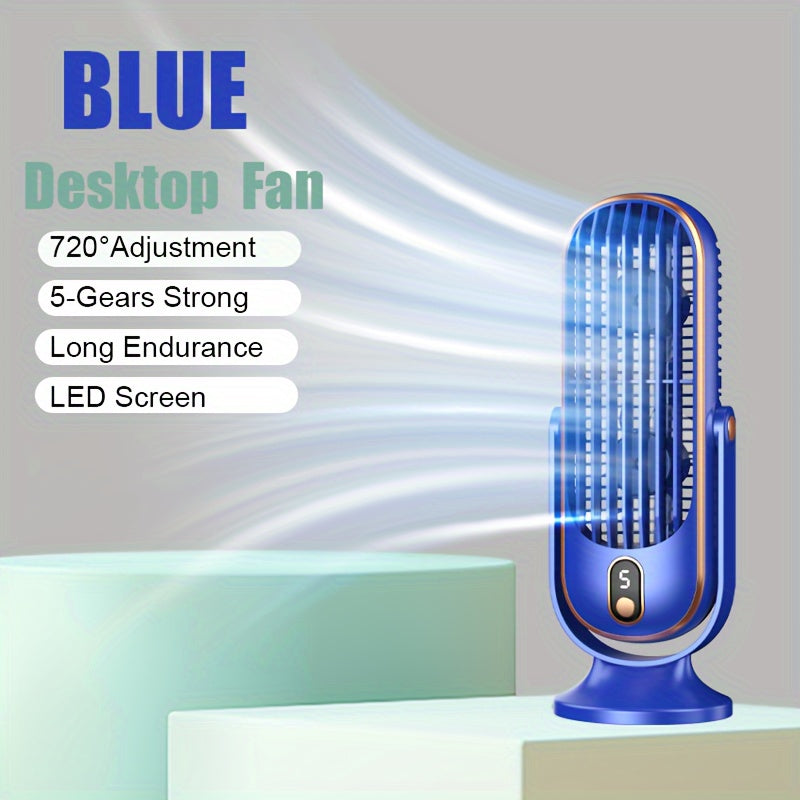 Portable Desktop Cooling Fan with USB Charging Large Capacity Battery Button Control for Office Bedroom Beach Vacation