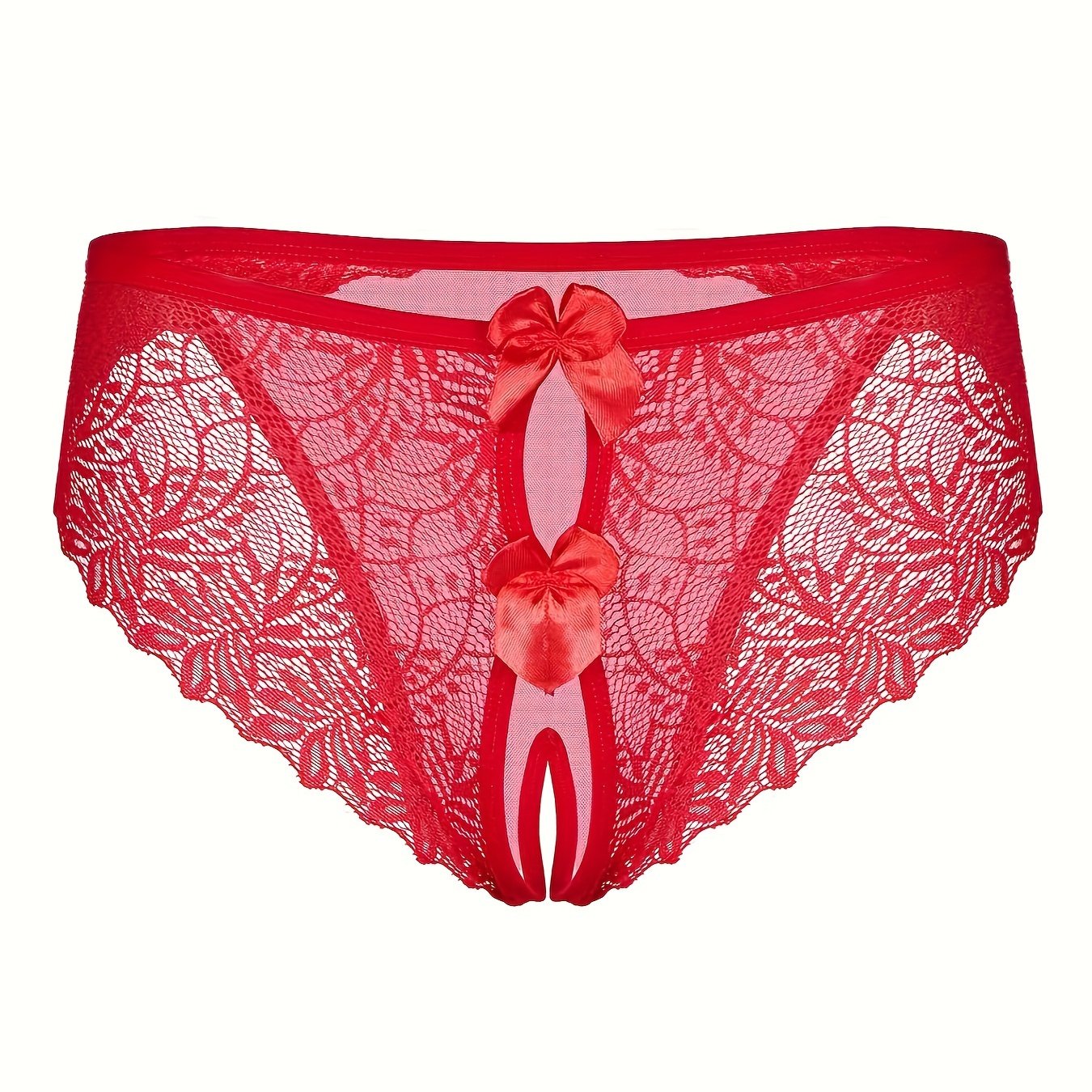 Women's Black Lace Crotchless Panties Lingerie Sexy Erotic Underwear