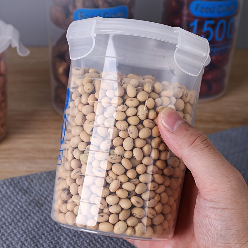 Set of 4 Clear Plastic Airtight Food Storage Containers with Lids for Cereal Rice Pasta Flour Sugar