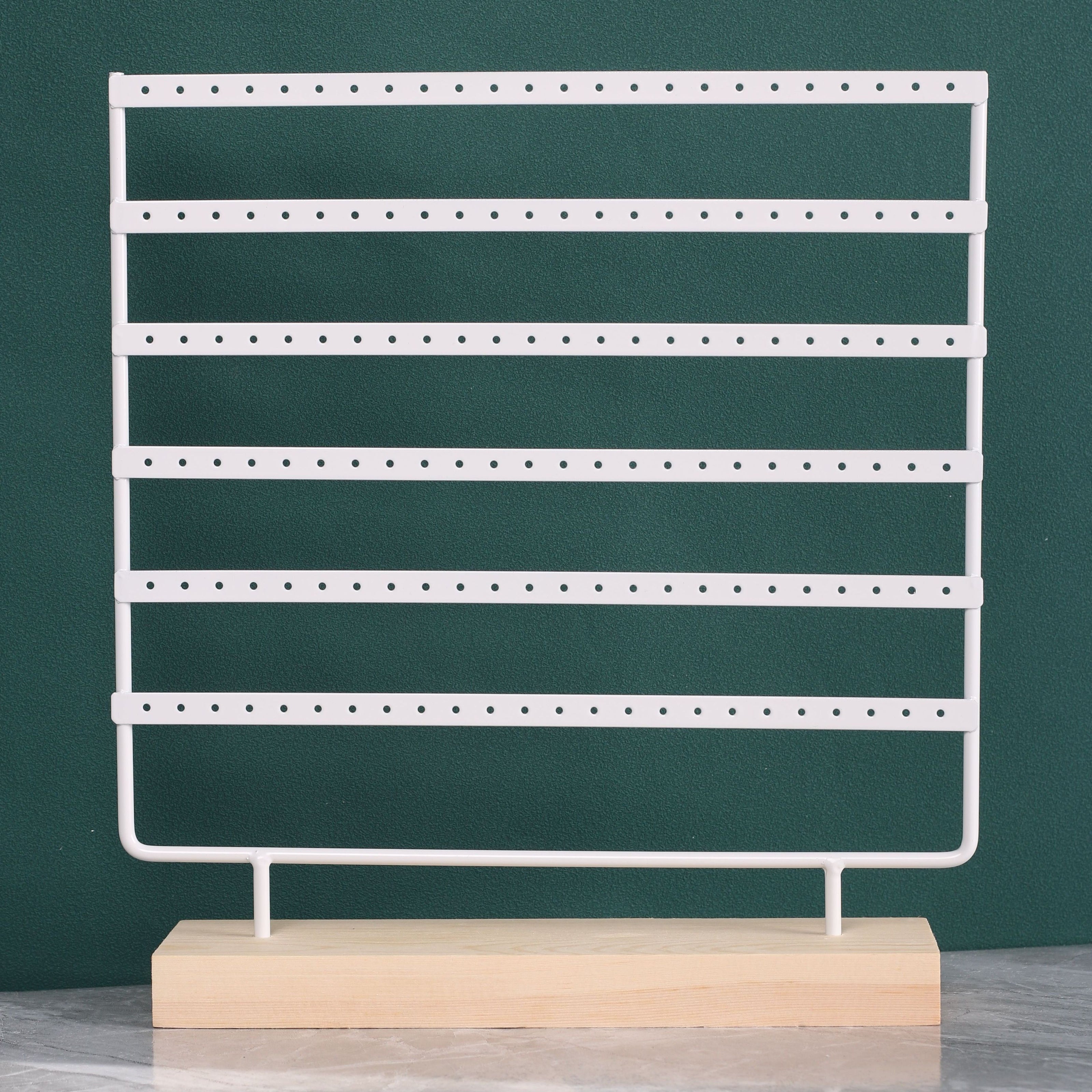 Шестиярусная витрина для серег с металлическим держателем и деревянной основой