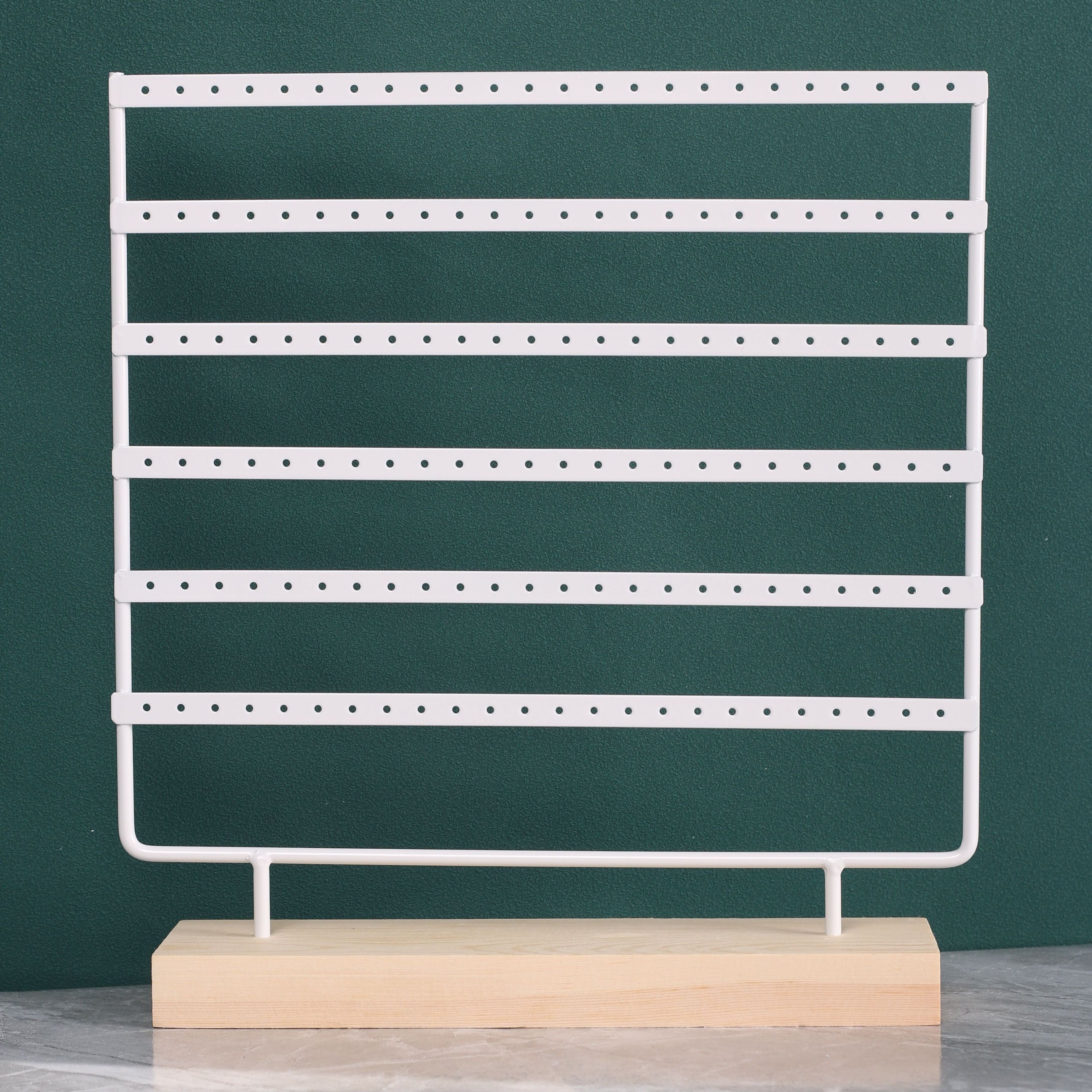 Шестиярусная витрина для серег с металлическим держателем и деревянной основой