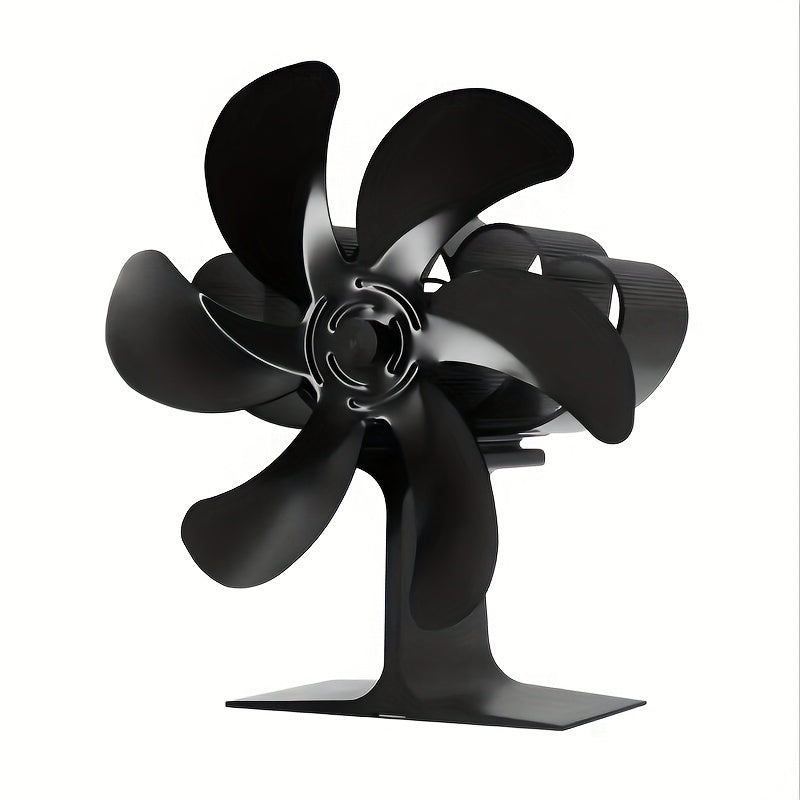 EcoPulse Issiqlik Quvvatlangan Yog'och Pechka Ventilyatori - 6-qo'zg'atuvchi alyuminiy fan bilan 1 dona to'plam, Jim yuqori tezlikda ishlash, Elektr energiyasi talab qilinmaydi, Turli komponentlar bilan to'liq, Ortqonishdan himoya qilish xususiyatlari.