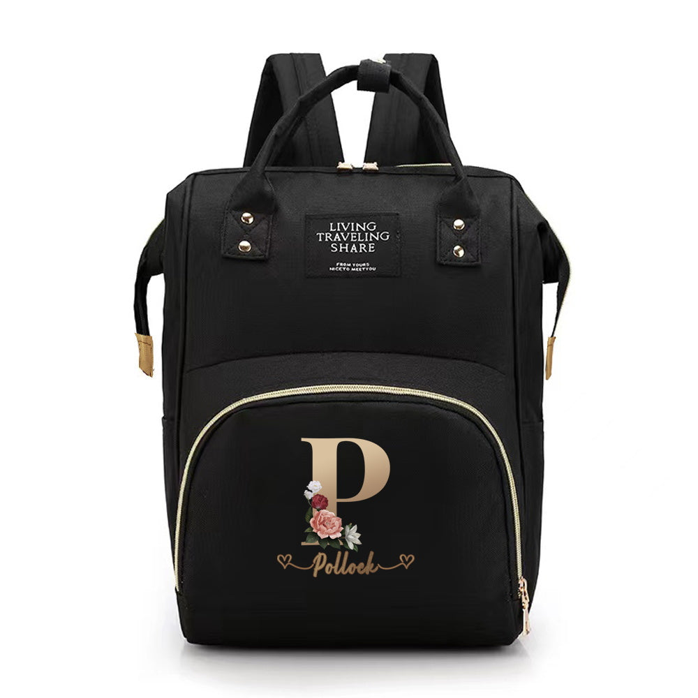 Personalized Mommy Diaper Bag with Custom Initials, Oxford Cloth, Generous Storage