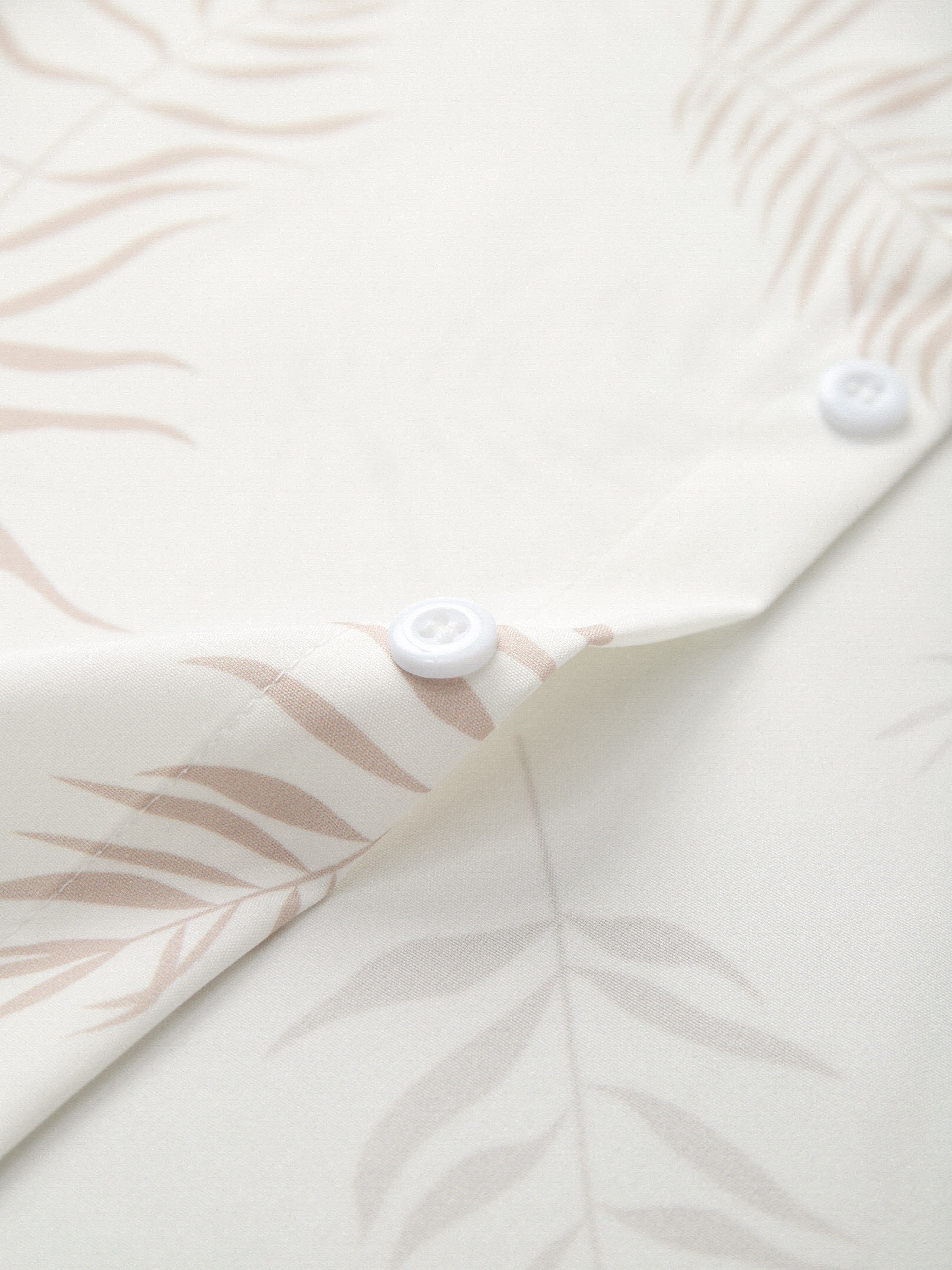 Men's Summer Leaf Print Button-Up Shirt and Drawstring Shorts Casual Outfit