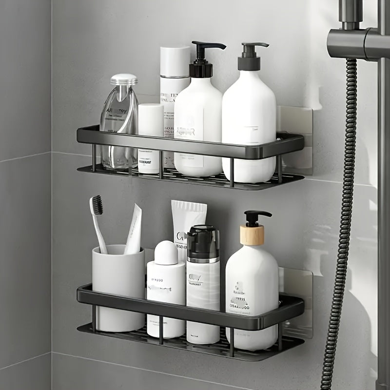 Wall-Mounted Bathroom Organizer Caddy No-Drill Installation Plastic Oil Rubbed Finish