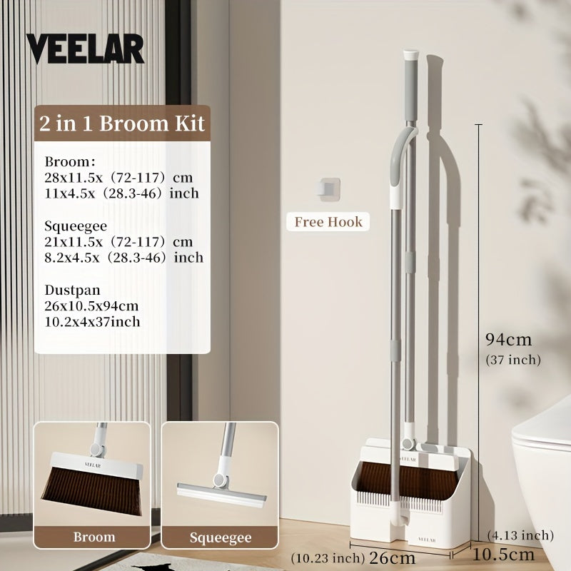 2-in-1 Magic Broom and Scraper Set for Floors, Showers, Glass, and Tiles