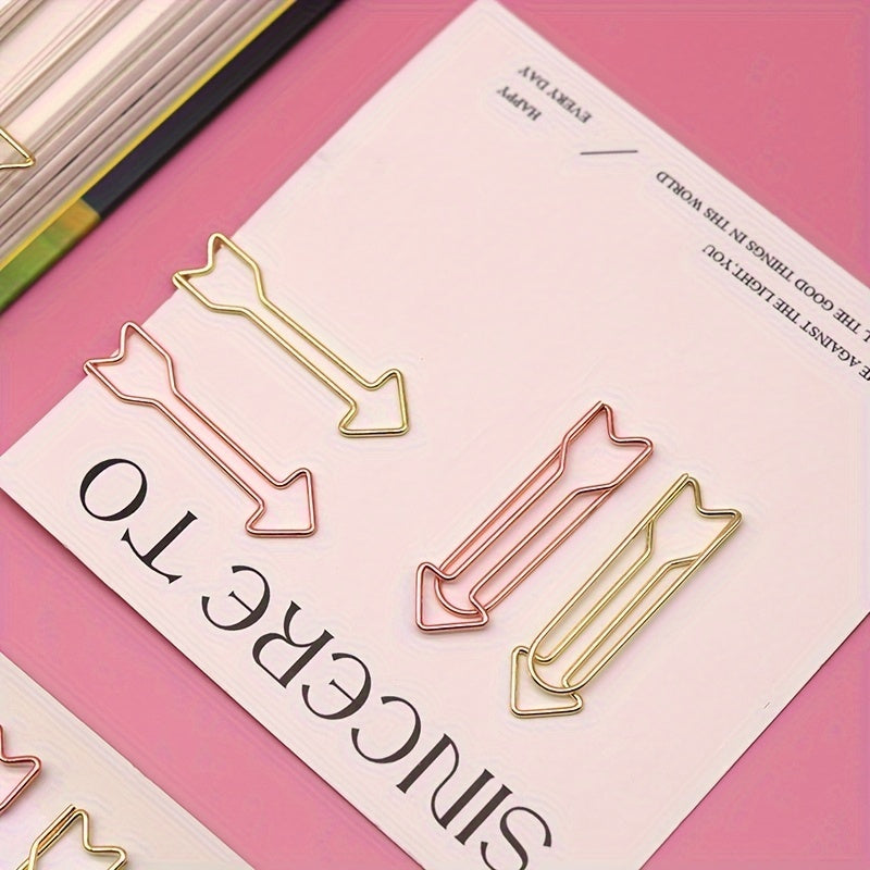 10 Colorful Arrow-Shaped Paper Clips Metal Spiral Office Data Clips Memo Binding Clips