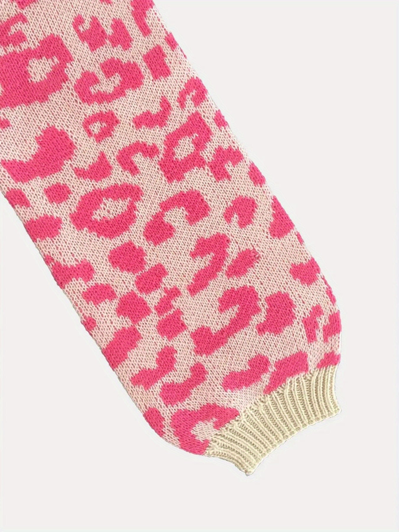 Women's Leopard Print V-Neck Cardigan Long Sleeve Open Front Sweater