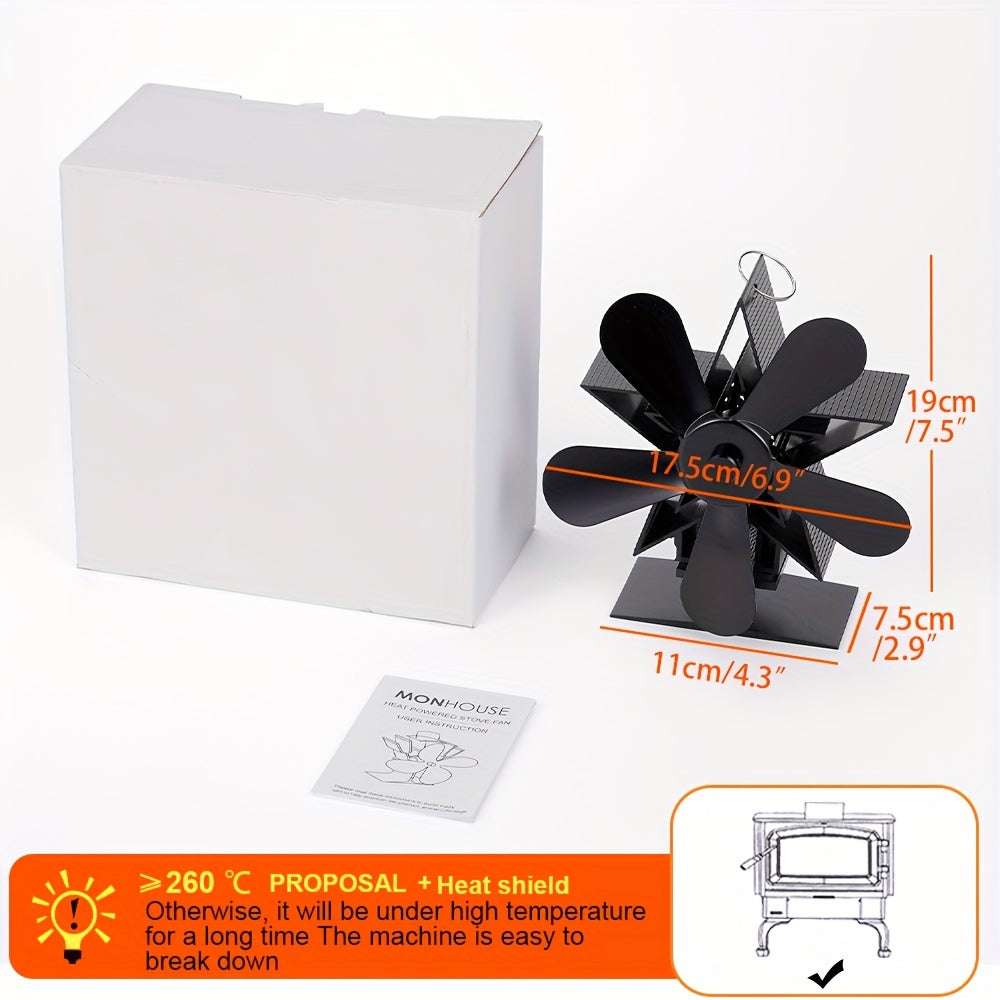 4/5 Blades Fireplace Fan Wall Mount Thermal Power Quiet Energy Saving