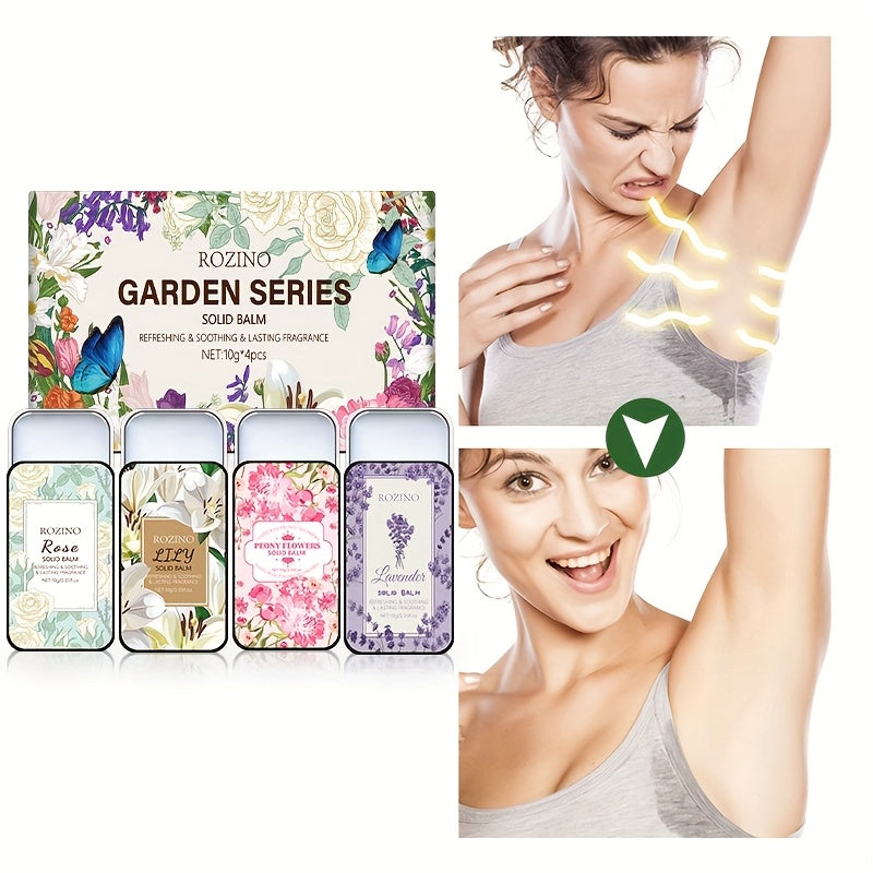 Set of 4 Solid Perfume Balms in Lavender Lily Peony Rose Scents for Women and Adults