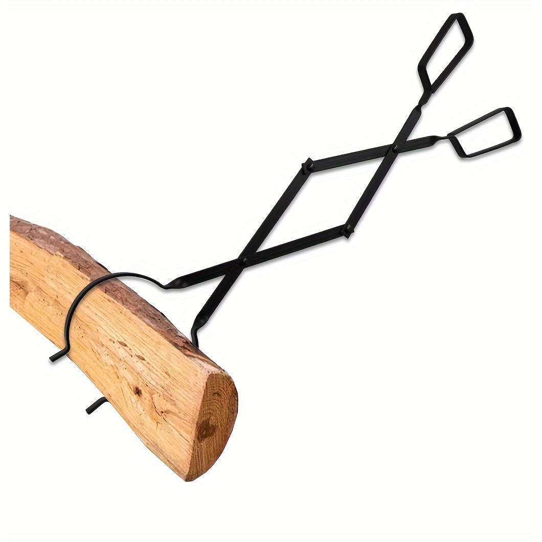 Metal Fireplace Tongs for Indoor and Outdoor Fire Pits, Heavy Duty Log Grabber