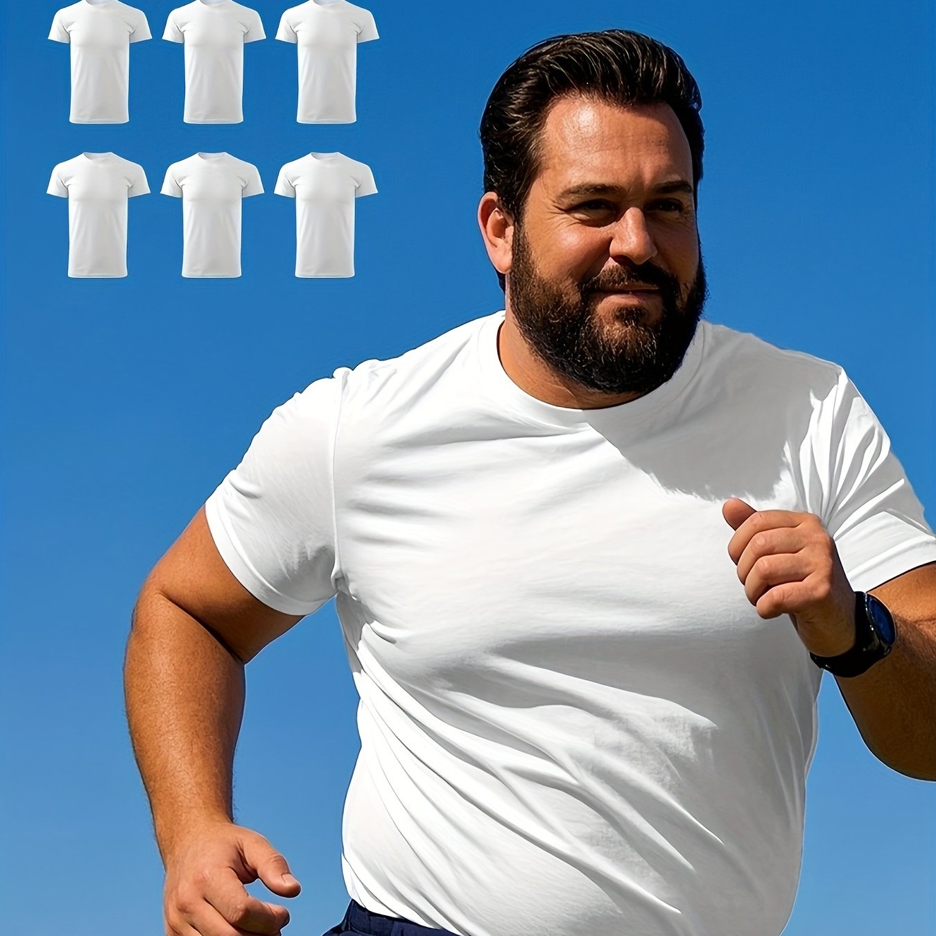 Pack de 6 camisetas deportivas de manga corta para hombre, transpirables, casuales y de tallas grandes