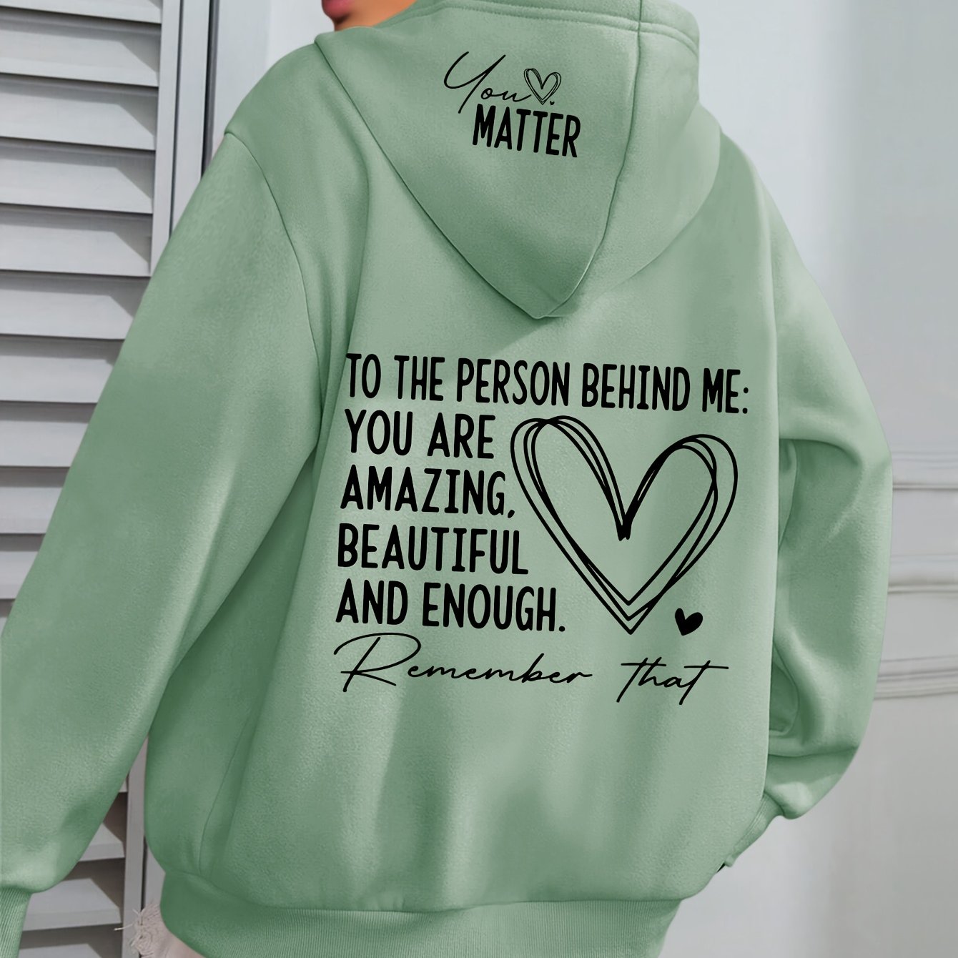 Women's Plus Size Cozy Hoodie with Uplifting Message White Casual Pullover