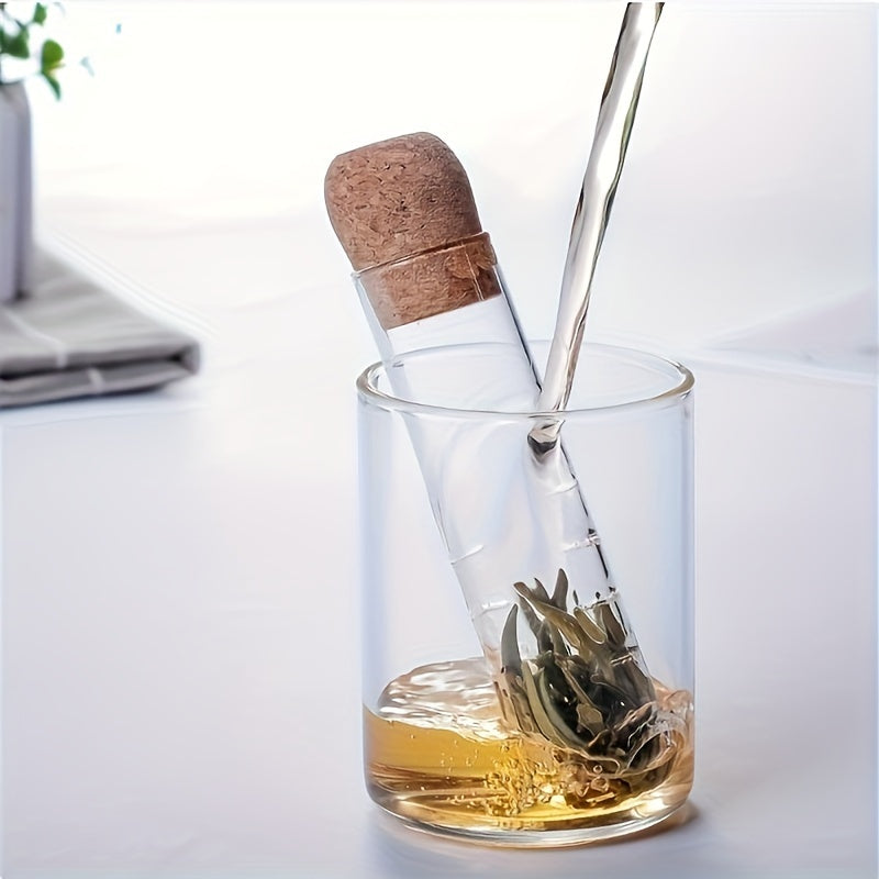 Glass Tea Infuser Set with Cork Stopper, Clear Tea Strainer Tube, 1 or 2 Pieces