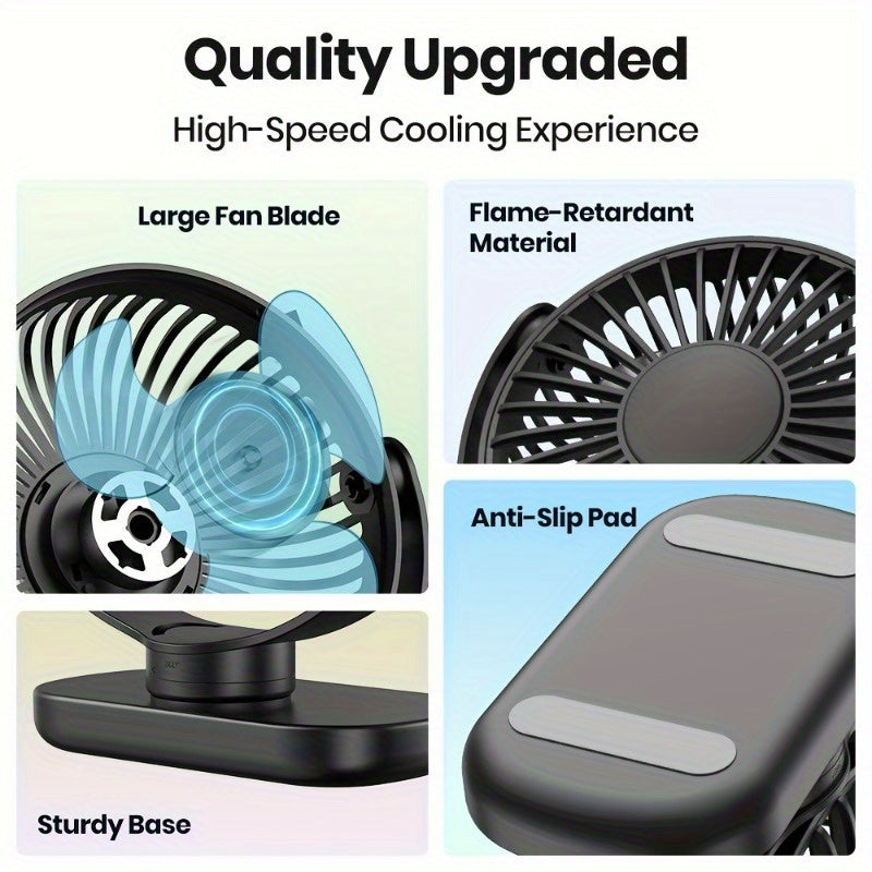 USB-клипсовой настольный вентилятор с бесщеточным мотором для тихого и мощного воздушного потока. Портативный охлаждающий вентилятор для спальни и офиса. Универсальный крепеж, стильный черный цвет, прочный клипсовой дизайн без батареи.