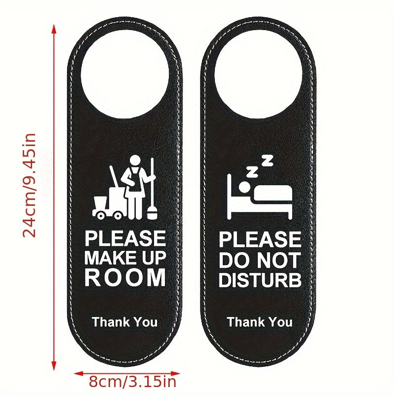 Leather Door Hangers for Hotels Make Up Room and Do Not Disturb Signs