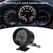 Black Tachometer Gauge 9.53cm 0-8000 RPM with Blue Shift Light for Cars