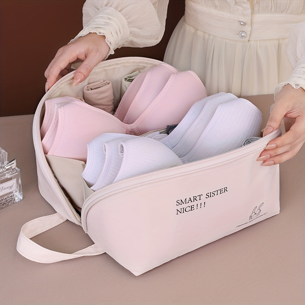 Fabric Zippered Bra Organizer Storage Bag for Travel and Packing