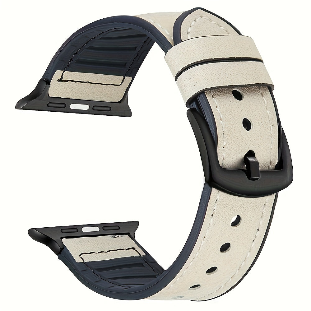 Faux Leather Watch Strap for iWatch Series 3 4 5 6 7 8 Ultra SE 38mm 40mm 41mm 42mm 44mm 45mm 49mm
