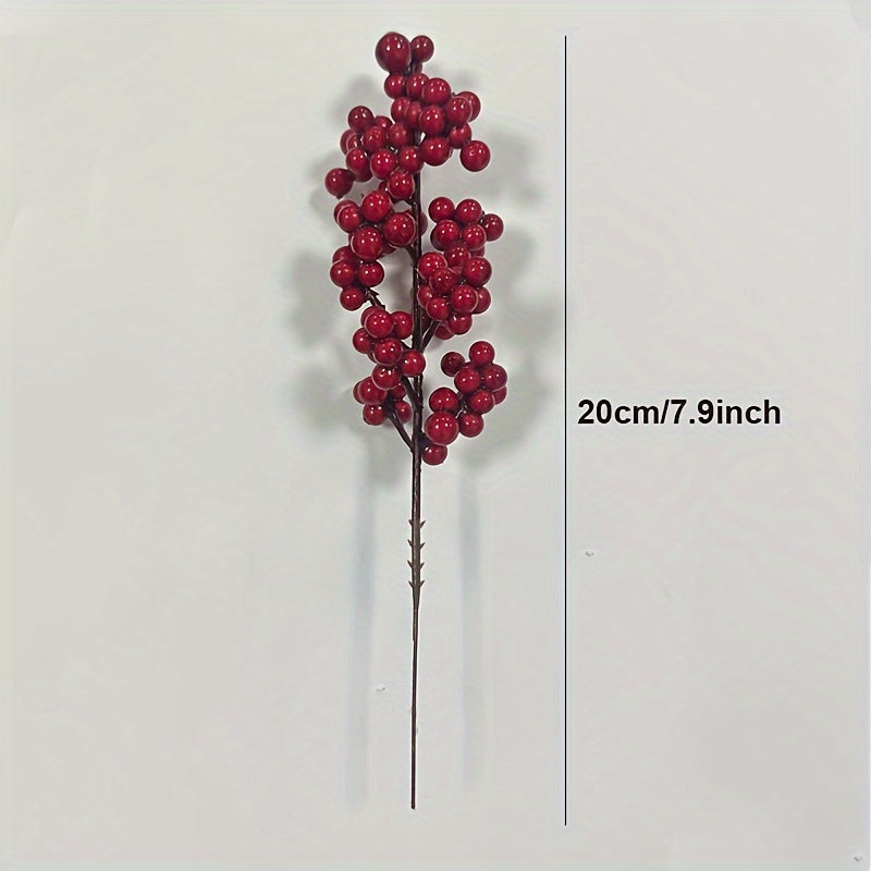 Artificial Berries Red Glossy Plastic for Christmas Decor Weddings and Events
