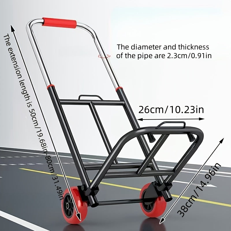 Foldable Hand Truck with Rubber Wheels and High Load Capacity for Home and Grocery Use