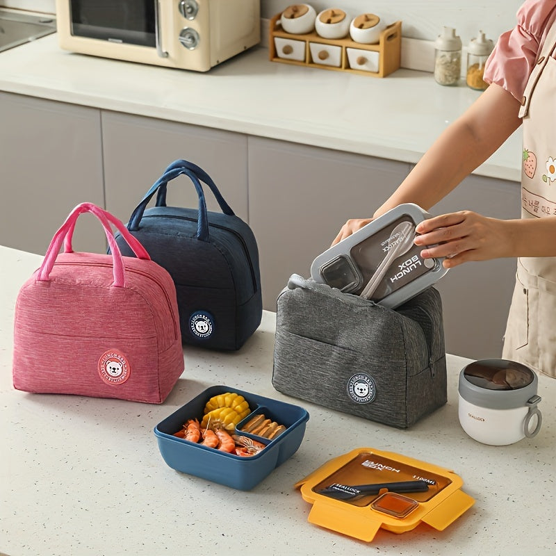 3-Piece Large Capacity Oxford Cloth Storage Bags for Lunch and Organizer in Bright Pink Grey Blue Green