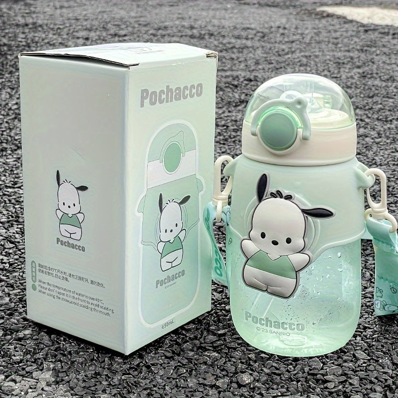 Portable Kuromi Water Bottle 690ml Plastic Straw Cup for Kids