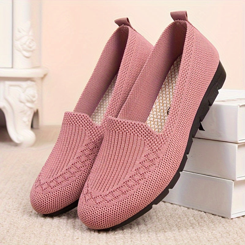 Mocasines slip-on de malla morada para mujer con suela de goma para todas las estaciones
