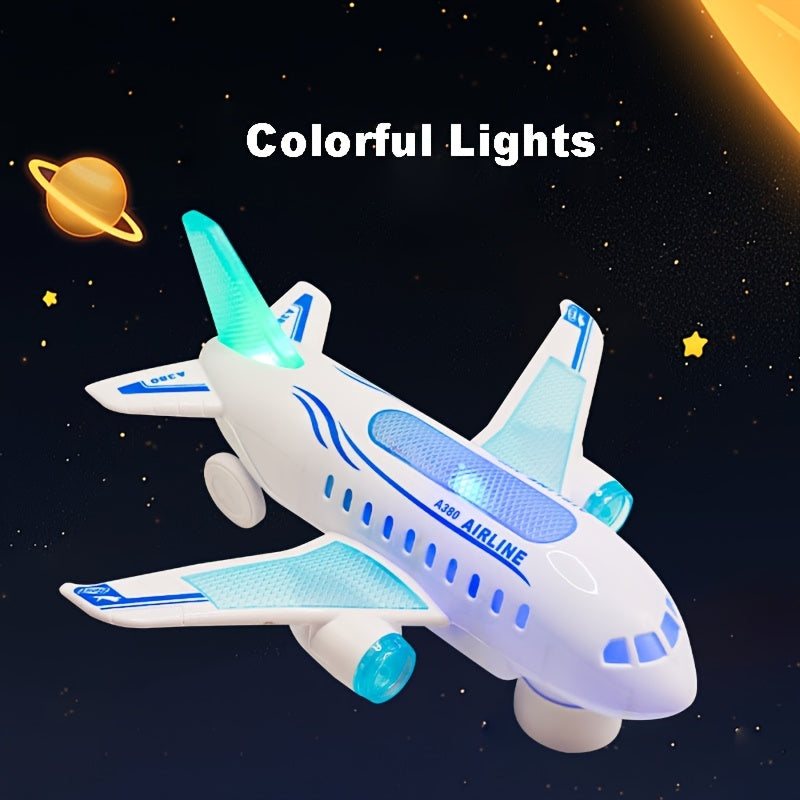 Kids Electric Toy Airplane with Lights and Music White Plastic Model for Boys and Girls