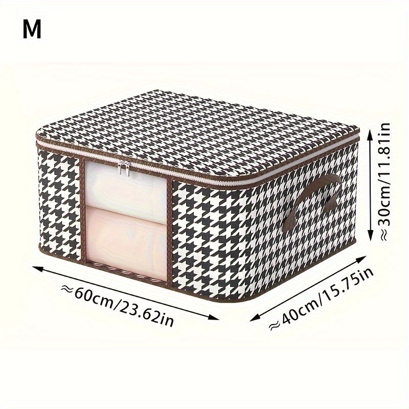 Large Capacity Waterproof Moisture-Proof Storage Bag with Houndstooth Pattern for Clothing and Quilts