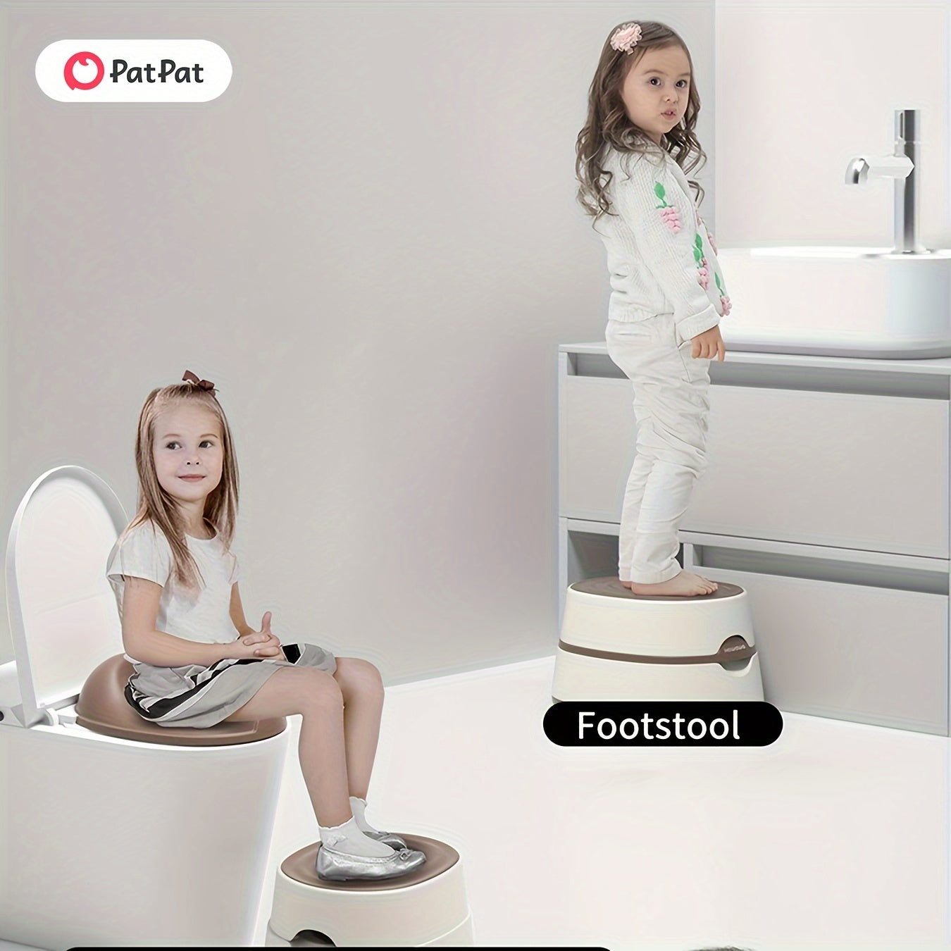 Qorong‘u jigarrang portativ hojatxona uchun o‘rindiq, bolalar uchun mustahkam va bardoshli